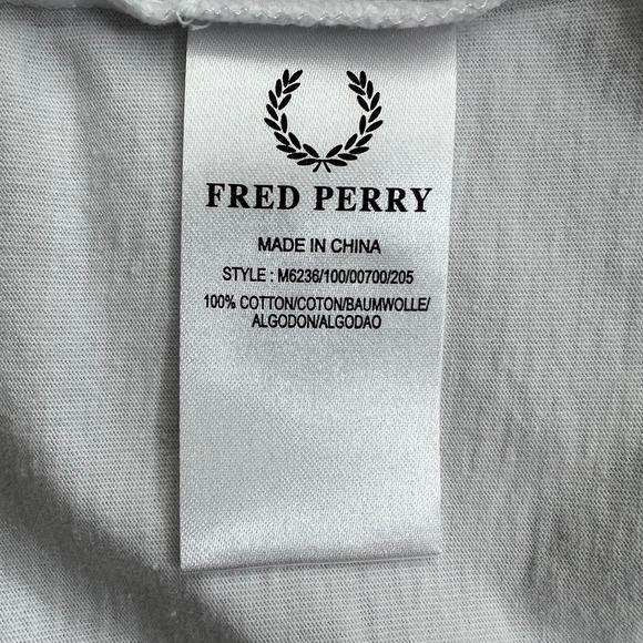 Fred Perry T-Shirt Short Sleeve Crewneck Cotton White Men's Size XXL VGT NWT - Picture 7 of 11